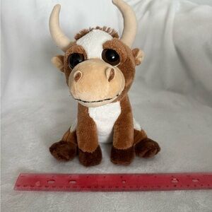 Charming Brown and White Stuffed Bull Toy